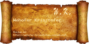 Wehofer Krisztofer névjegykártya